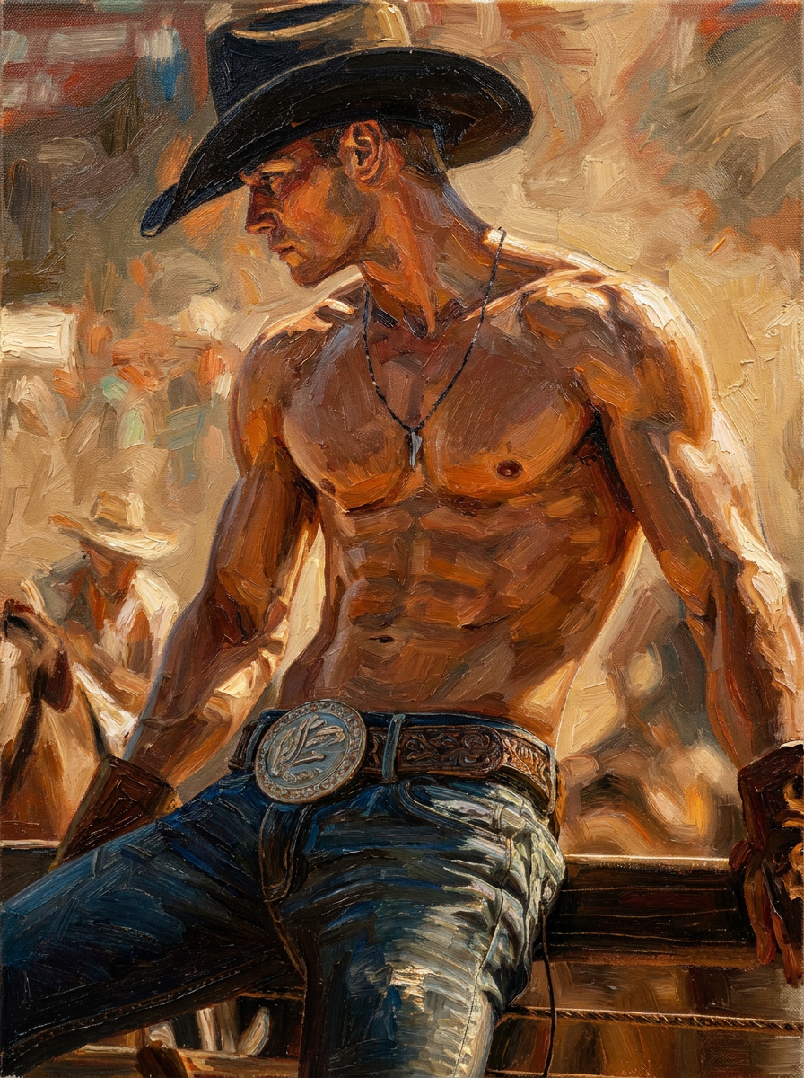 peinture huile sur toile faite sur commande - PORTRAIT SEXY FARMER