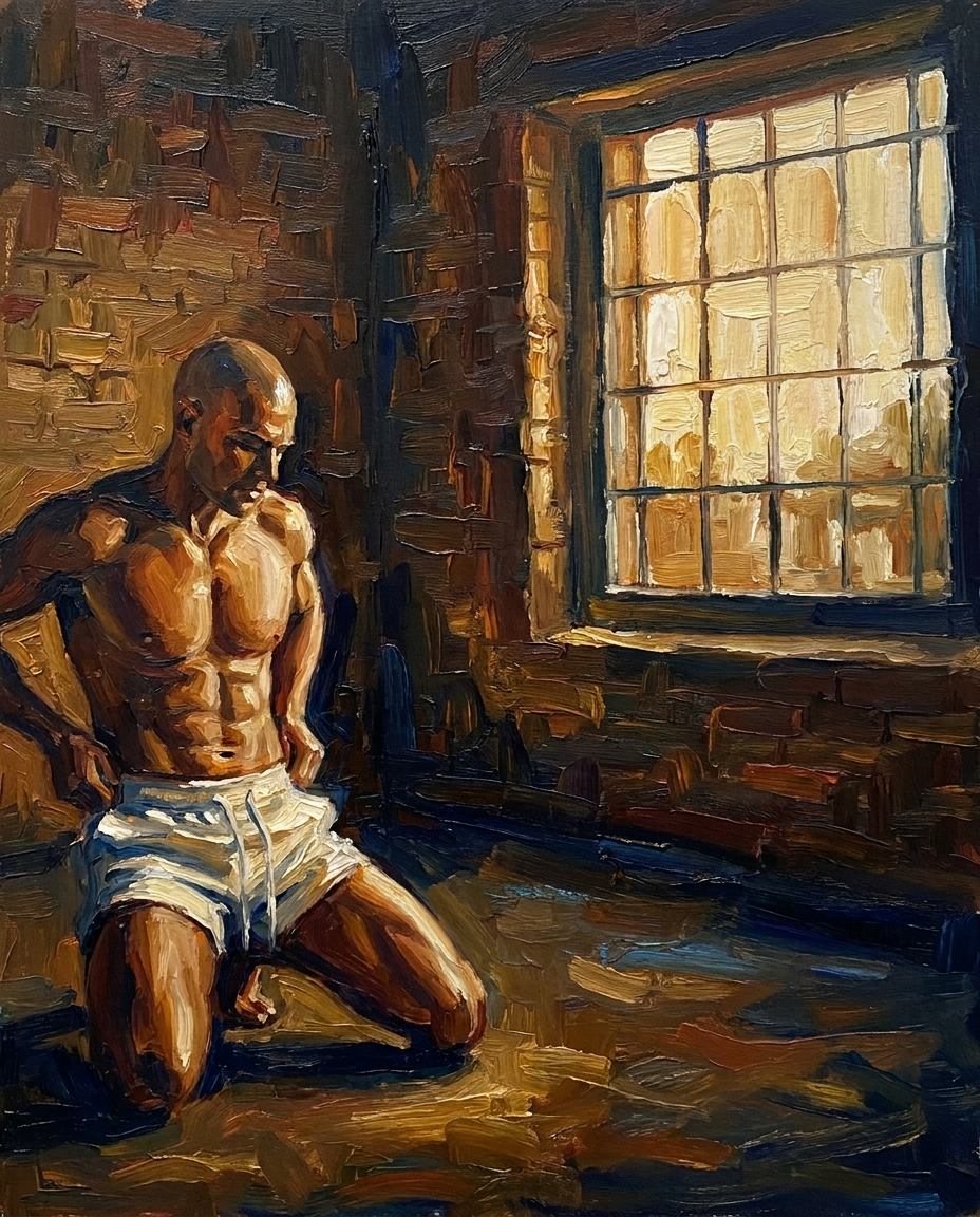 peinture huile sur toile faite sur commande - PORTRAIT LE PRISONNIER