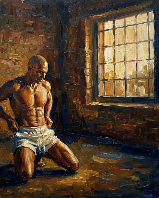peinture huile sur toile faite sur commande - PORTRAIT LE PRISONNIER