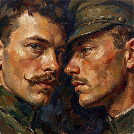 peinture huile sur toile faite sur commande - PORTRAIT BOGOSSE GAY LOVERS