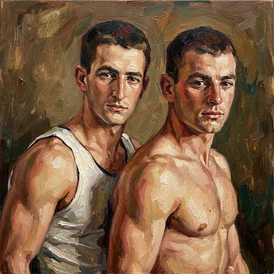 peinture huile sur toile faite sur commande - PORTRAIT BOGOSSE GAY LOVERS