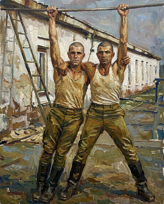 peinture huile sur toile faite sur commande - PORTRAIT BOGOSSE GAY LOVERS