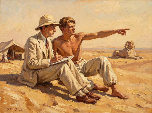 peinture huile sur toile faite sur commande - PORTRAIT LES DEUX JEAN DANS LE DESERT