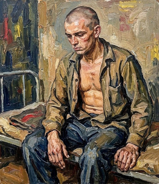 peinture huile sur toile faite sur commande - PORTRAIT LE PRISONNIER