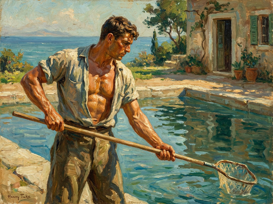 peinture huile sur toile faite sur commande - PORTRAIT LA PISCINE