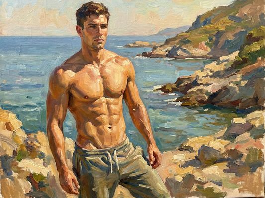 peinture huile sur toile faite sur commande - PORTRAIT A LA  PLAGE
