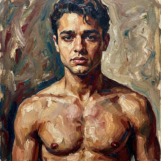 peinture huile sur toile faite sur commande - PORTRAIT SAL MINEO TORSE NU