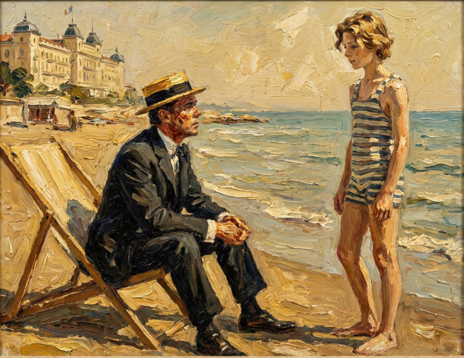 peinture huile sur toile faite sur commande - PLAGE AUTRE TEMPS