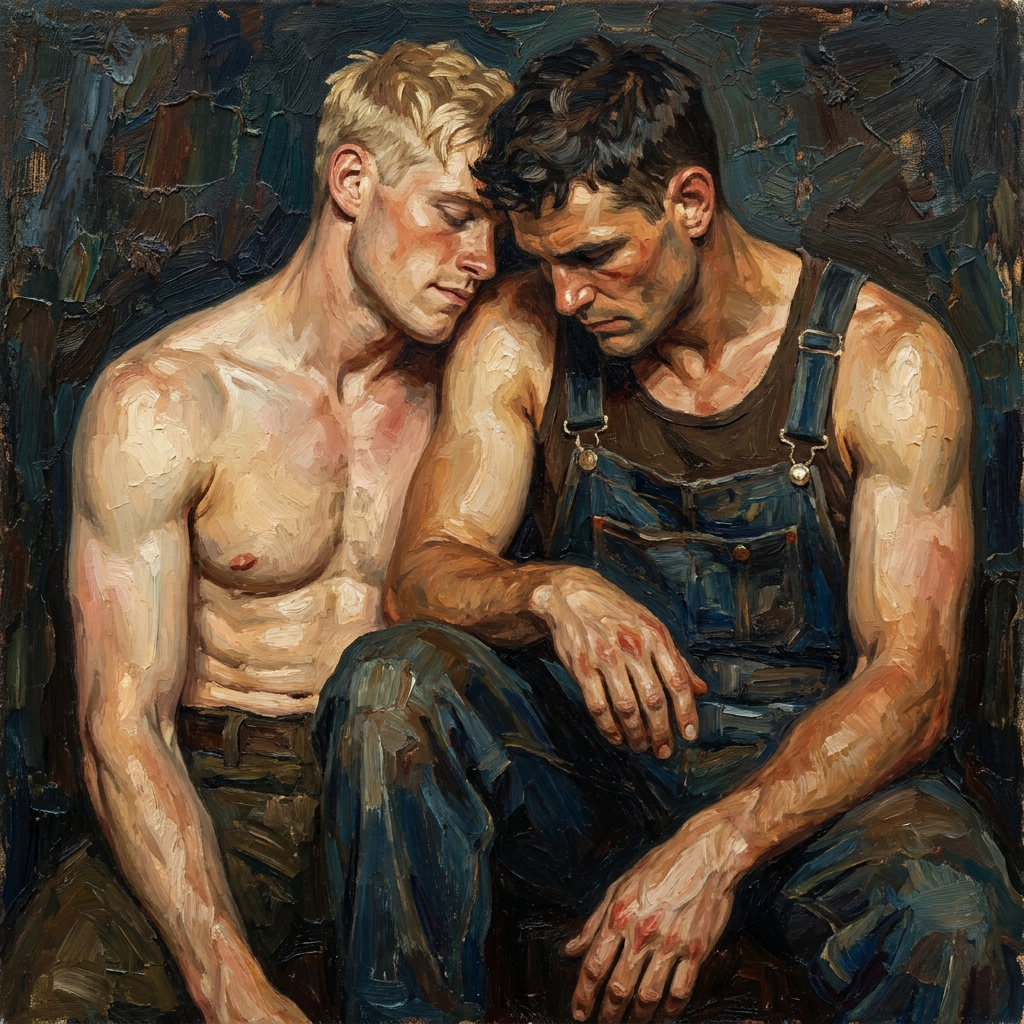 peinture huile sur toile faite sur commande - PORTRAIT GAY LOVERS