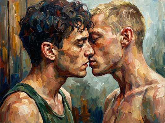 peinture huile sur toile faite sur commande - PORTRAIT GAY LOVERS