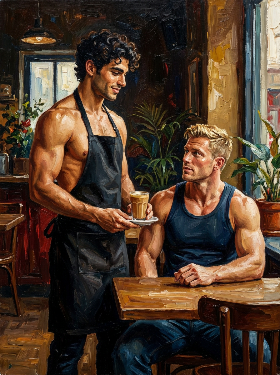 peinture huile sur toile faite sur commande - PORTRAIT BOGOSSE gay lovers