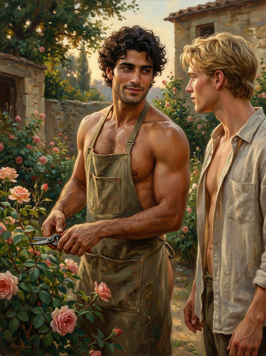 peinture huile sur toile faite sur commande - PORTRAIT BOGOSSE gay lovers