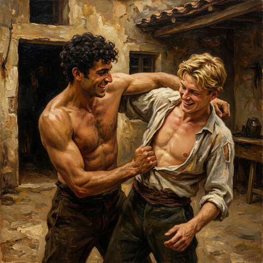 peinture huile sur toile faite sur commande - PORTRAIT BOGOSSE GAY LOVERS