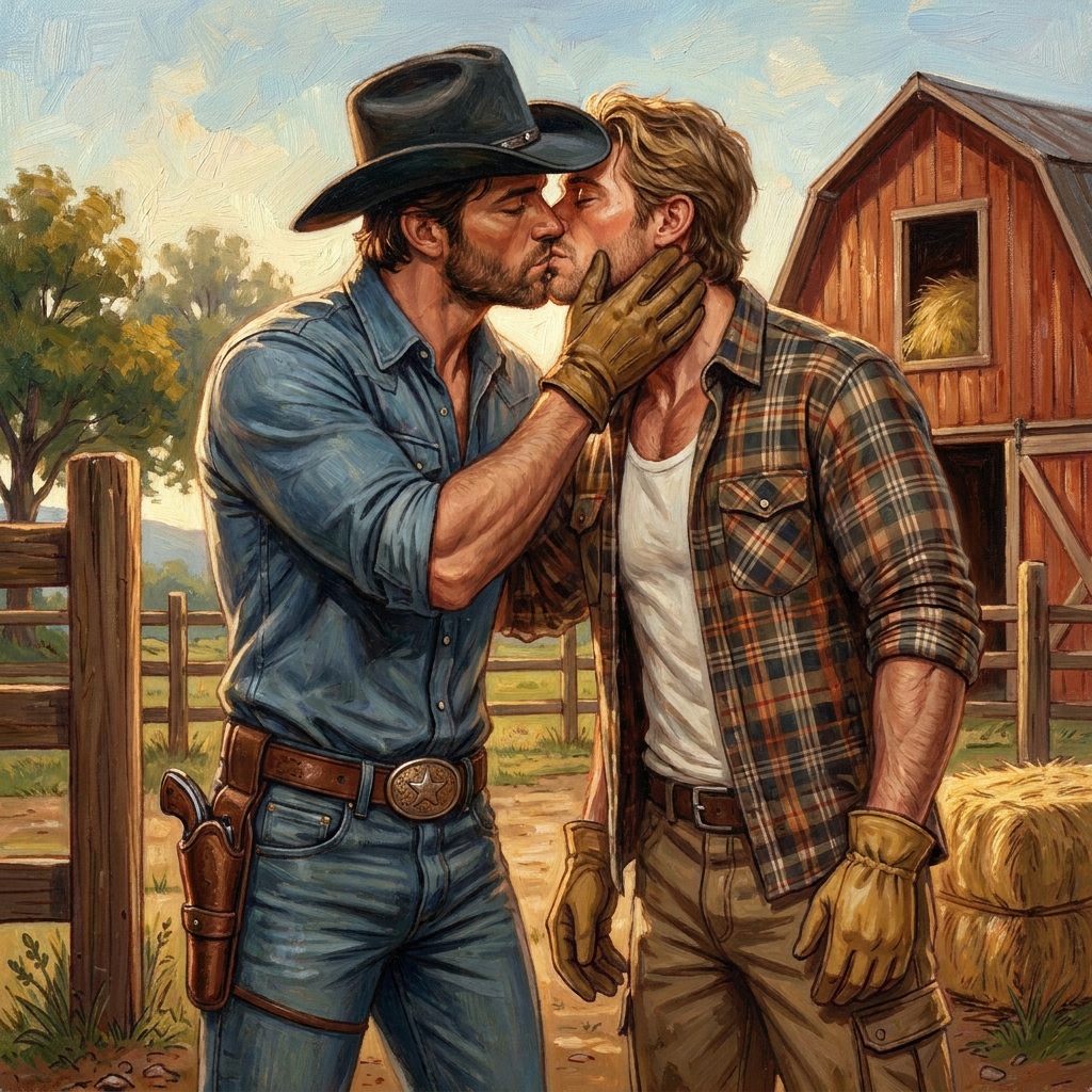 peinture huile sur toile faite sur commande - PORTRAIT BOGOSSE gay lovers