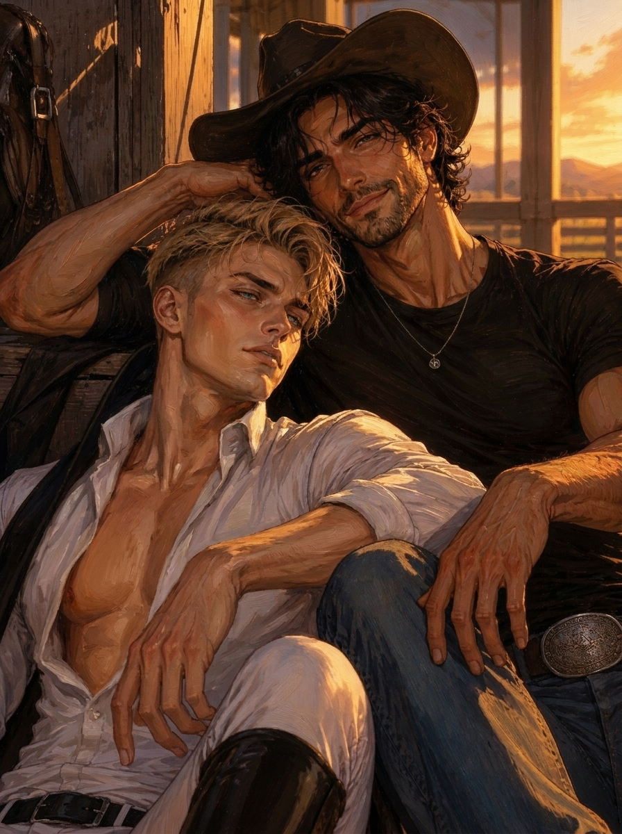 peinture huile sur toile faite sur commande - PORTRAIT BOGOSSE gay lovers