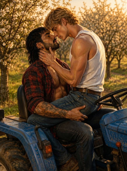 peinture huile sur toile faite sur commande - PORTRAIT BOGOSSE gay lovers