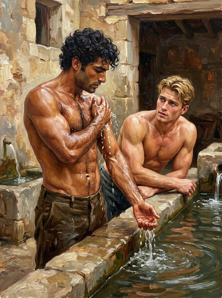 peinture huile sur toile faite sur commande - PORTRAIT BOGOSSE gay lovers