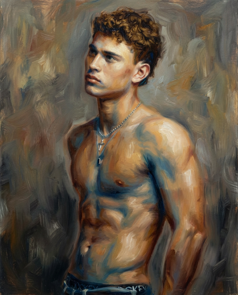 peinture huile sur toile faite sur commande - PORTRAIT BOGOSSE FLOU