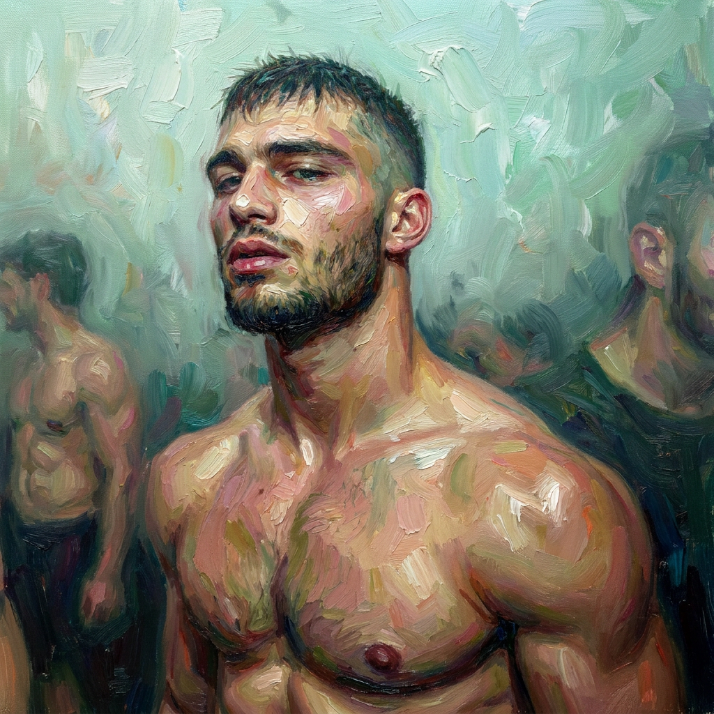 peinture huile sur toile faite sur commande - PORTRAIT BOGOSSE FLOU