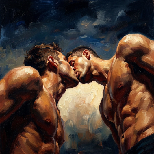 peinture huile sur toile faite sur commande - PORTRAIT BOGOSSE GAY LOVERS
