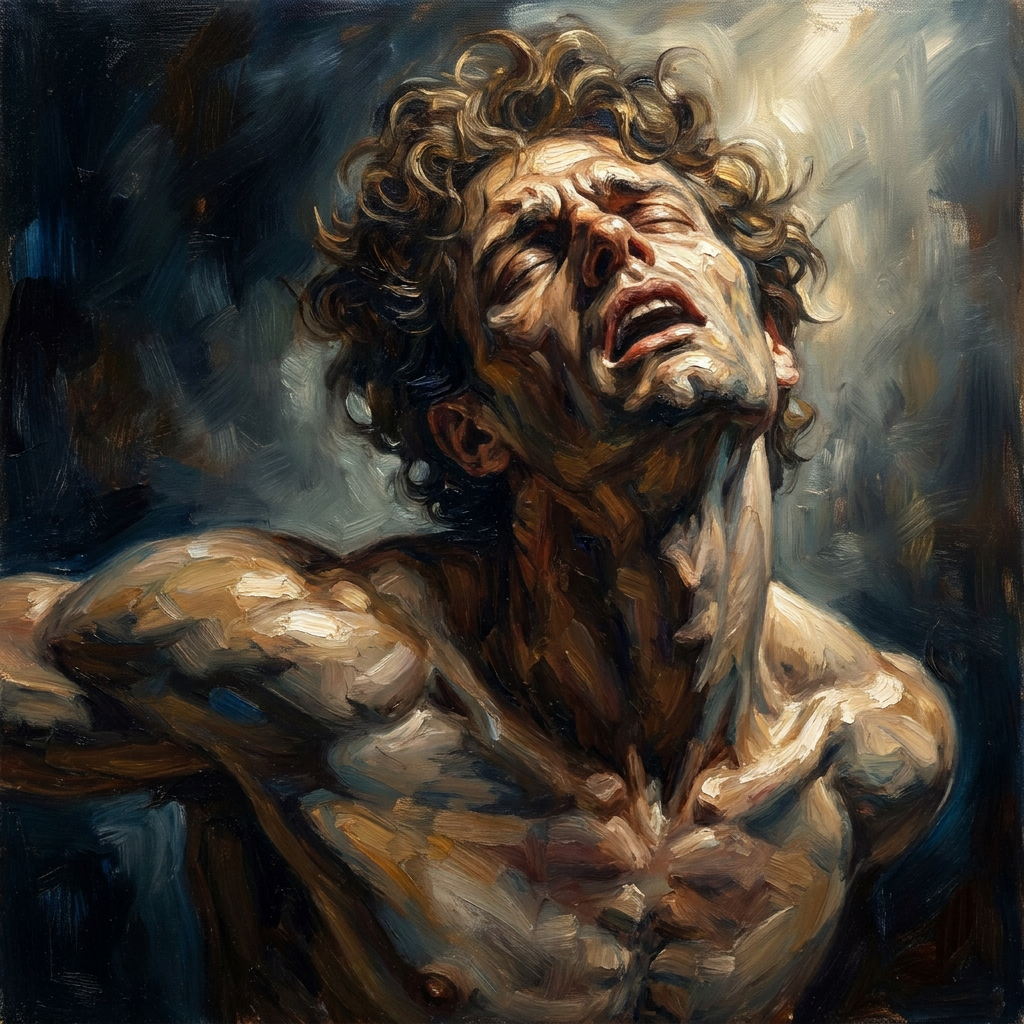 peinture huile sur toile faite sur commande - PORTRAIT ETRANGE CRI