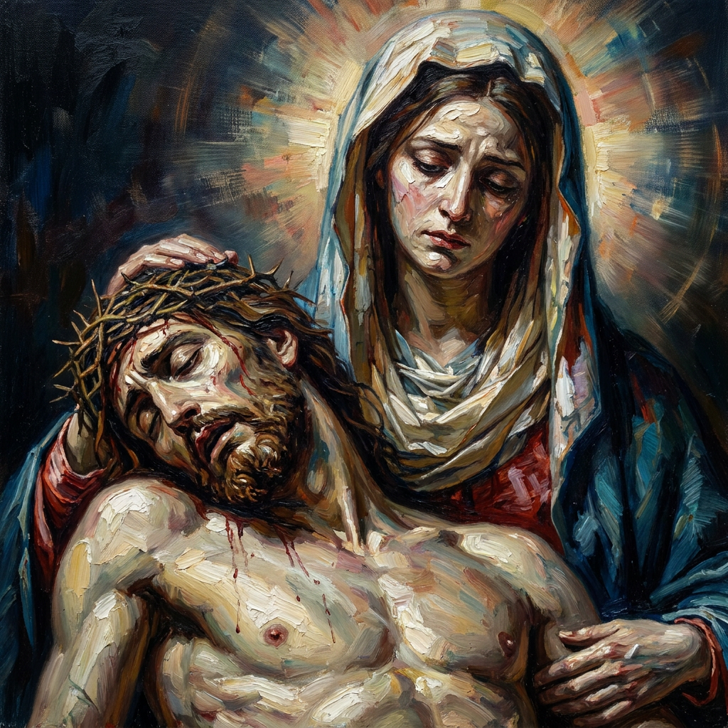 peinture huile sur toile faite sur commande - PORTRAIT PIETA