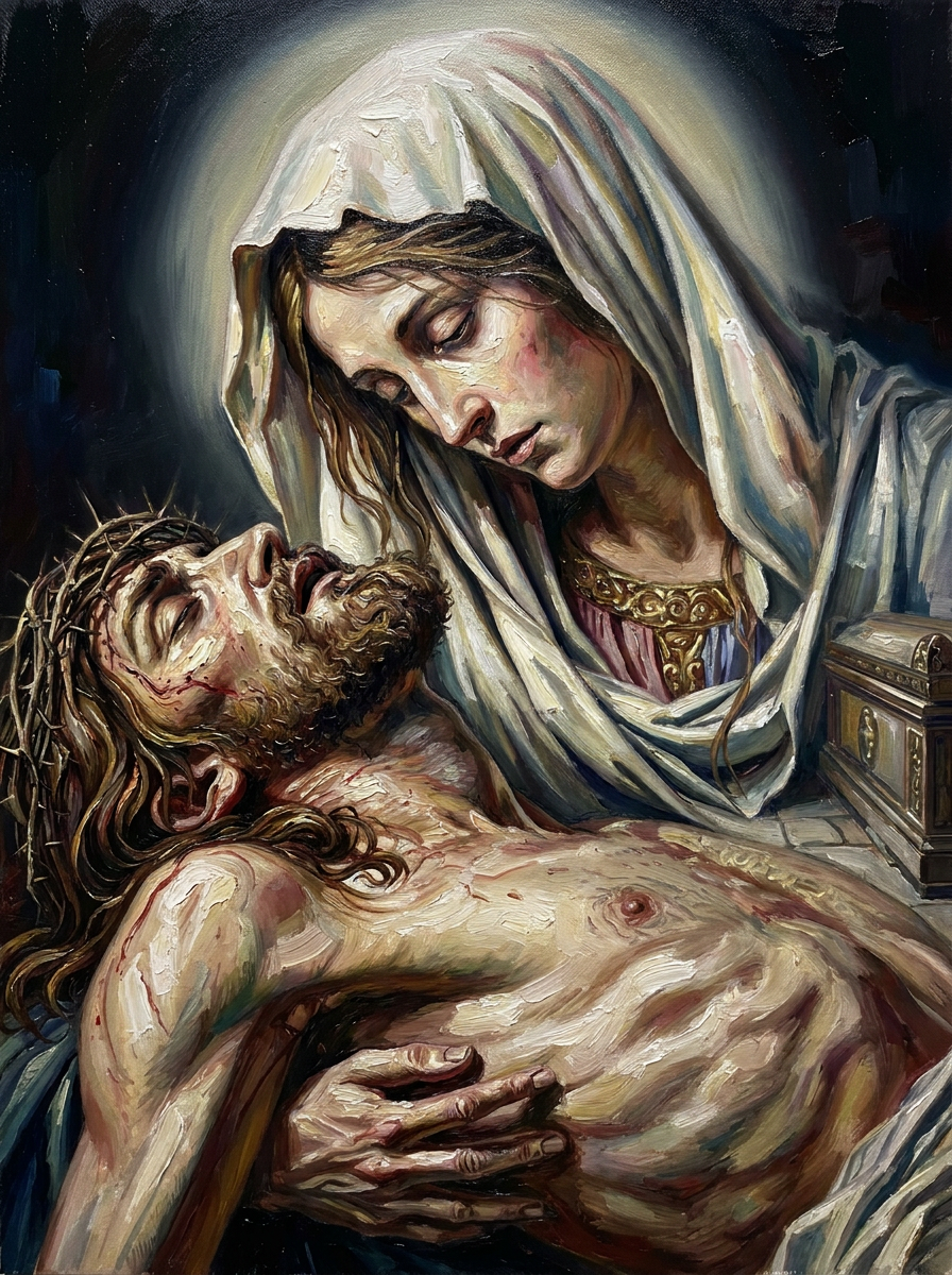 peinture huile sur toile faite sur commande - PORTRAIT PIETA