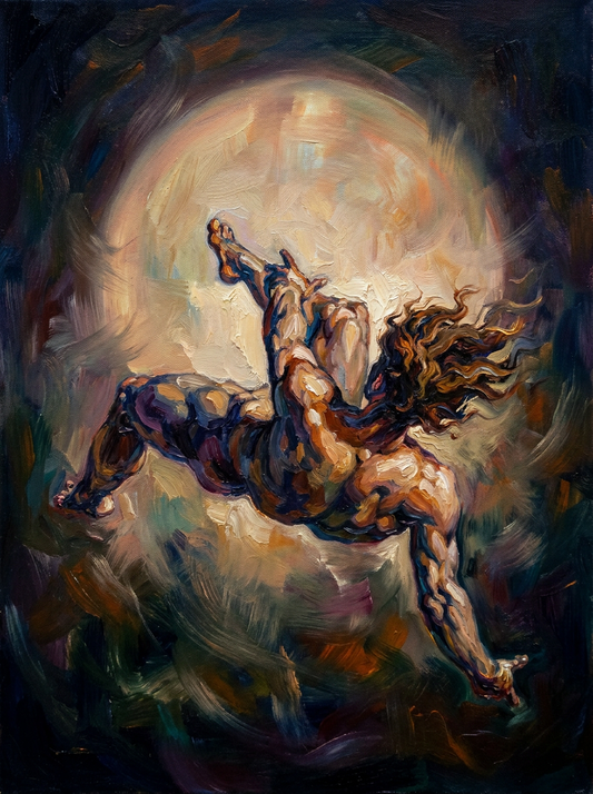 peinture huile sur toile faite sur commande - PORTRAIT ETRANGE SAUT