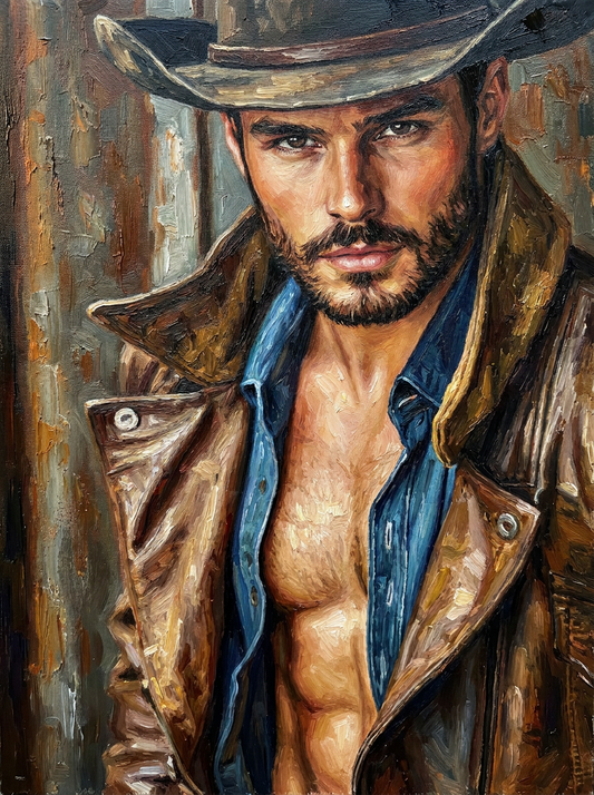 peinture huile sur toile faite sur commande - PORTRAIT BOGOSSE COWBOY