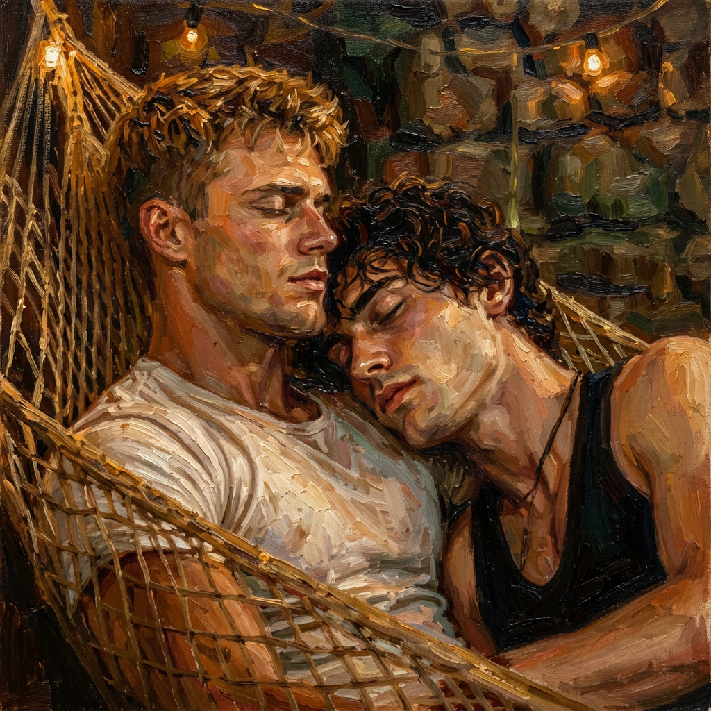 peinture huile sur toile faite sur commande - PORTRAIT BOGOSSE gay lovers