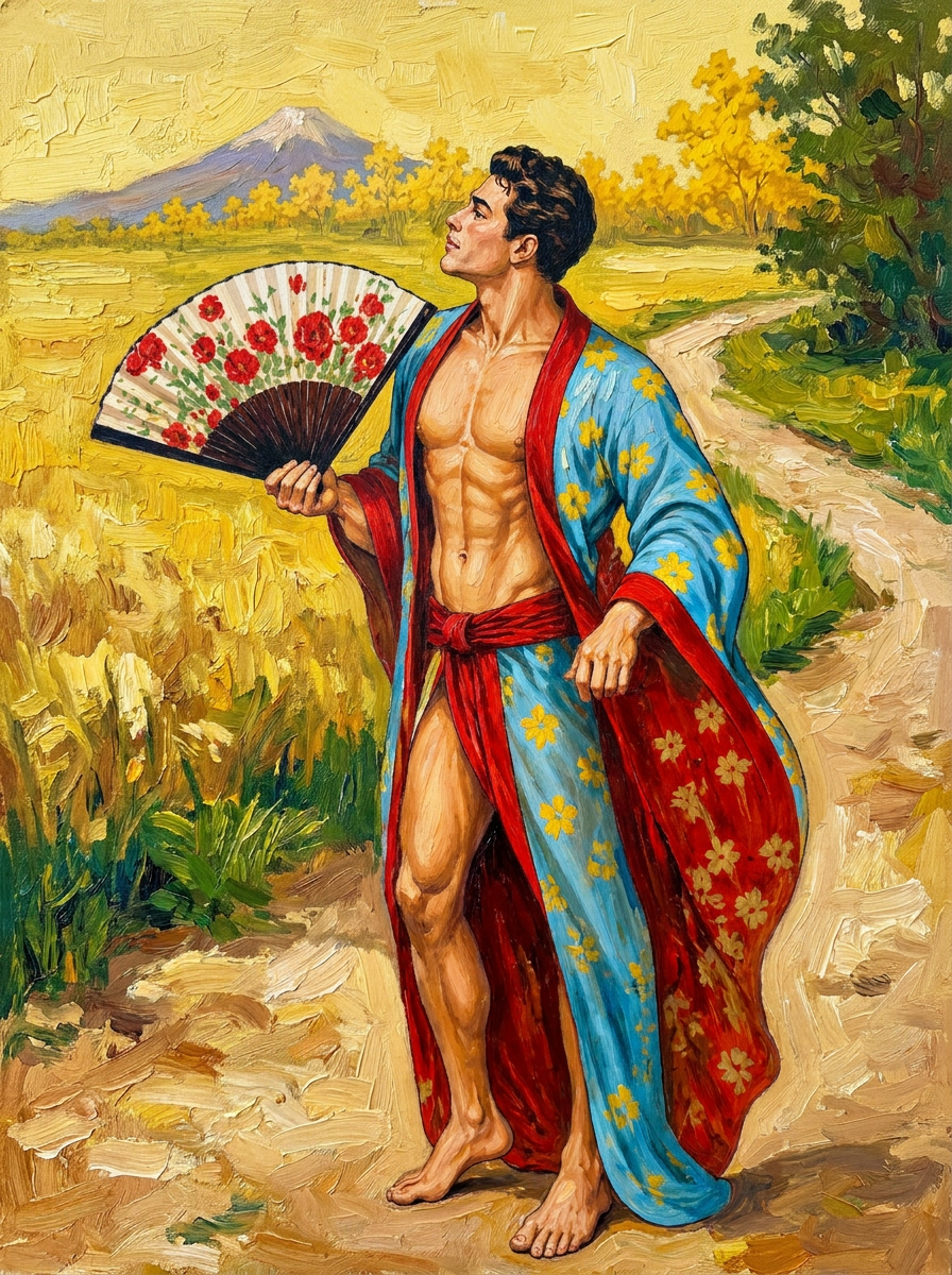 peinture huile sur toile faite sur commande - PORTRAIT BOGOSSE KIMONO