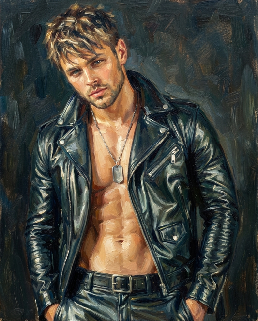 peinture huile sur toile faite sur commande - PORTRAIT CUIR