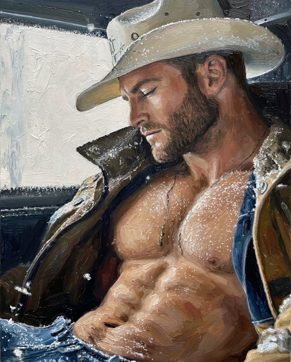 peinture huile sur toile faite sur commande - PORTRAIT COWBOY