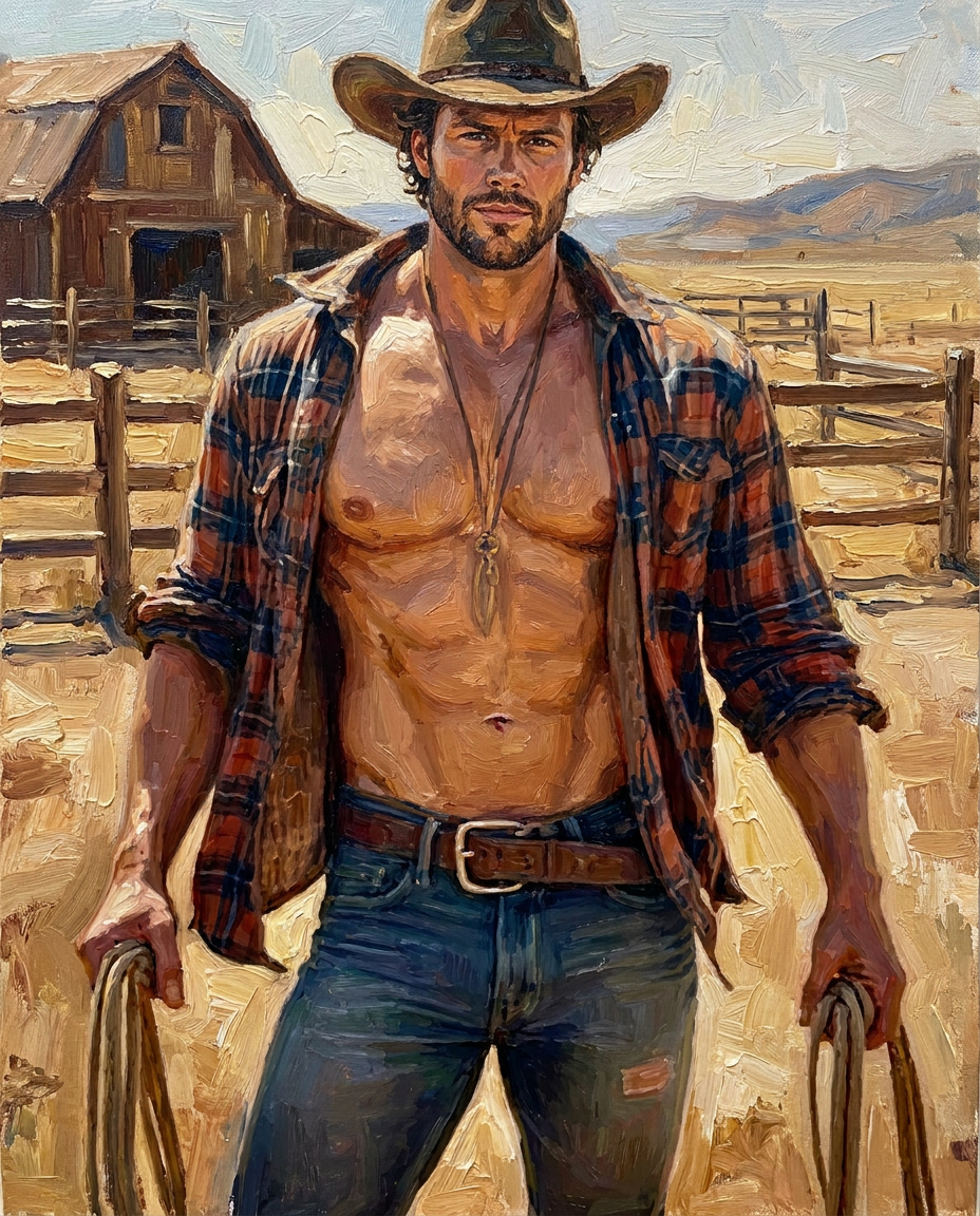 peinture huile sur toile faite sur commande - PORTRAIT COWBOY