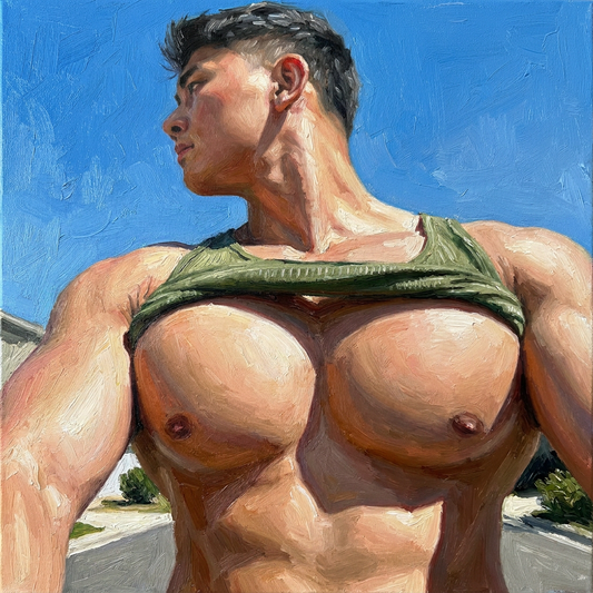 peinture huile sur toile faite sur commande - PORTRAIT ASIAT BOOBS