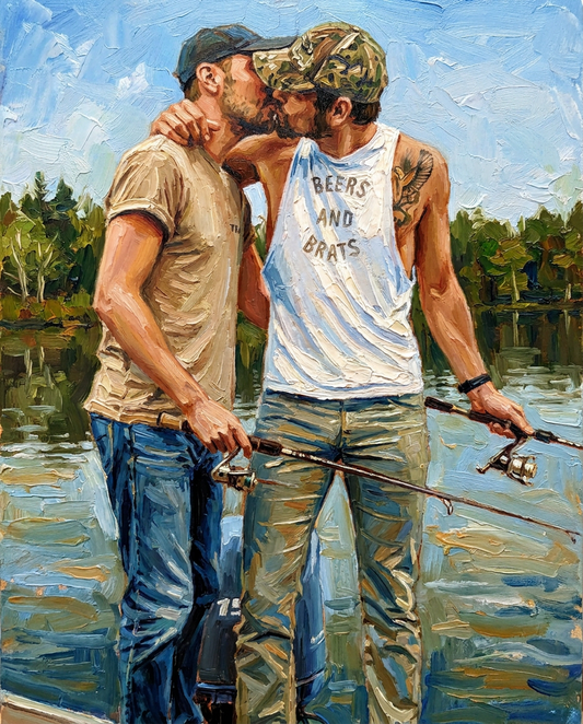 peinture huile sur toile faite sur commande - PORTRAIT GAY LOVERS