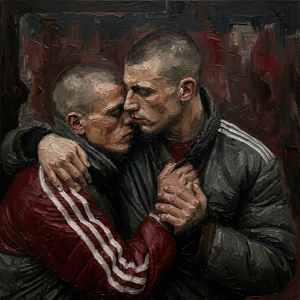 peinture huile sur toile faite sur commande - PORTRAIT GAY LOVERS