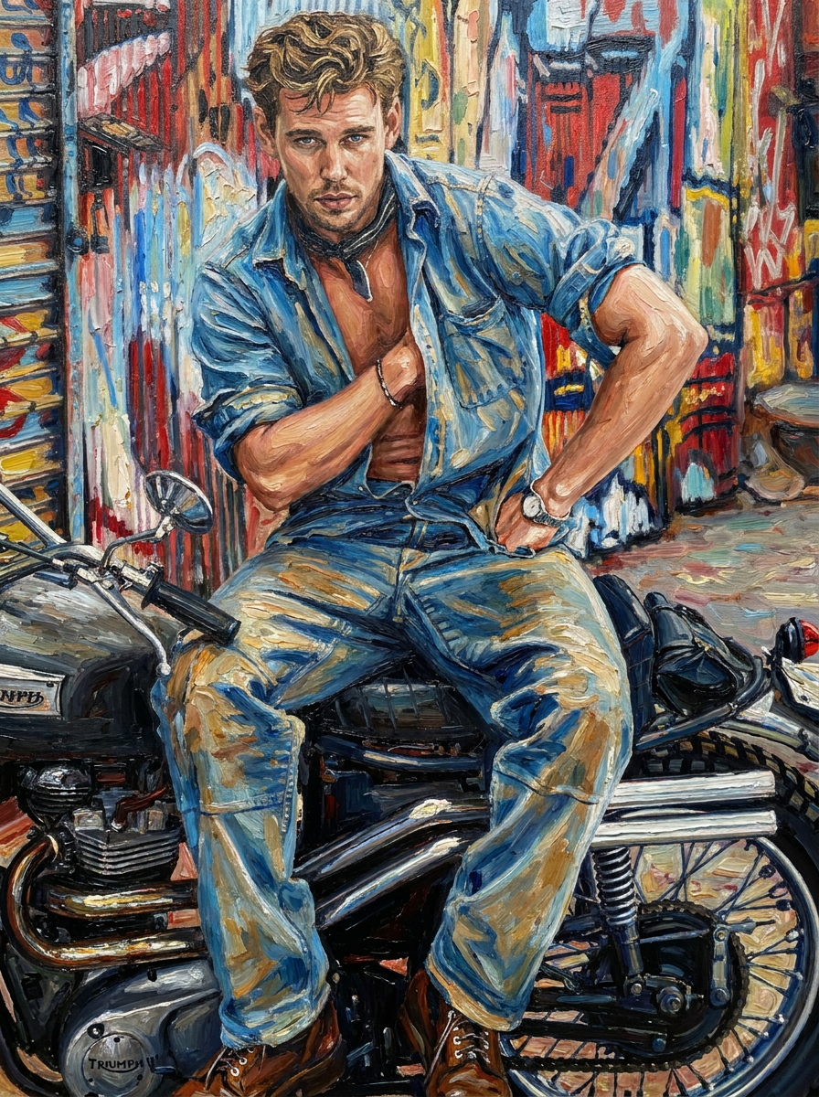 peinture huile sur toile faite sur commande - PORTRAIT MOTARD
