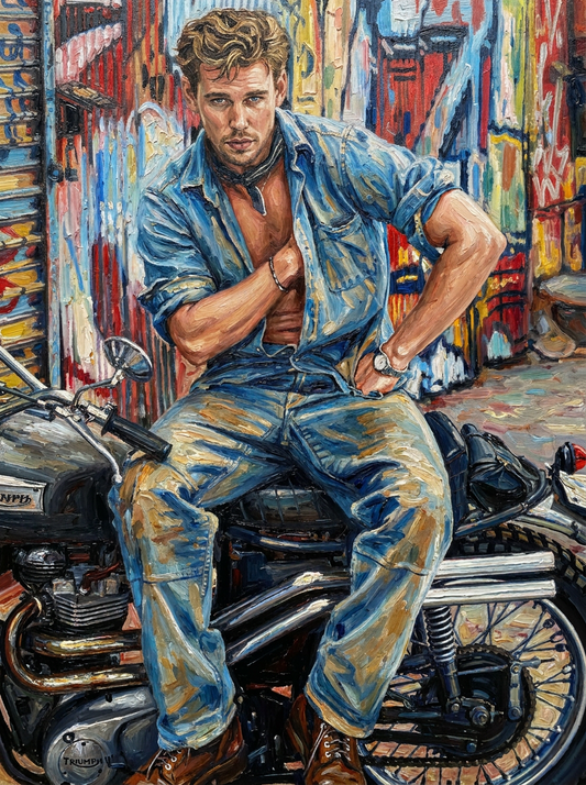 peinture huile sur toile faite sur commande - PORTRAIT MOTARD
