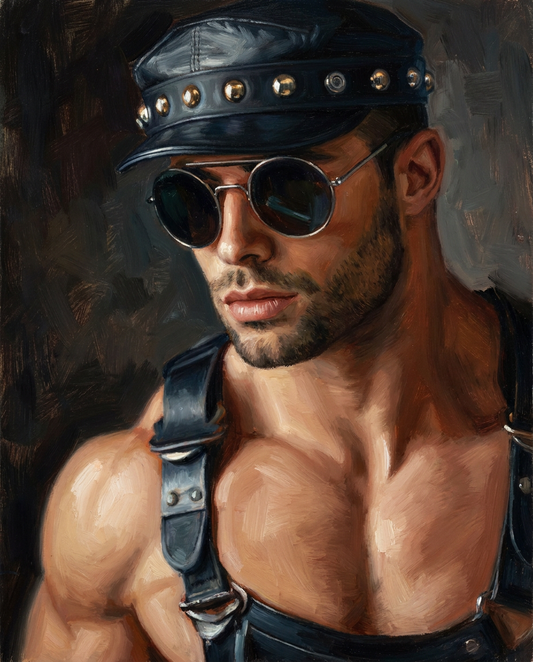 peinture huile sur toile faite sur commande - PORTRAIT CUIR SM