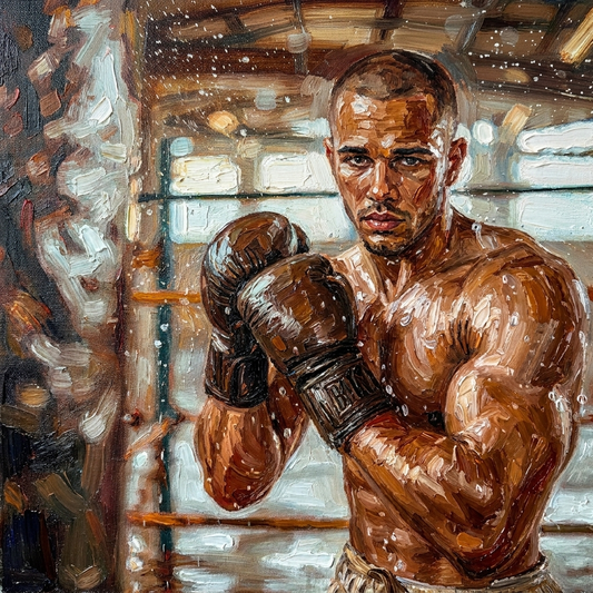 peinture huile sur toile faite sur commande - PORTRAIT BOGOSSE boxeur