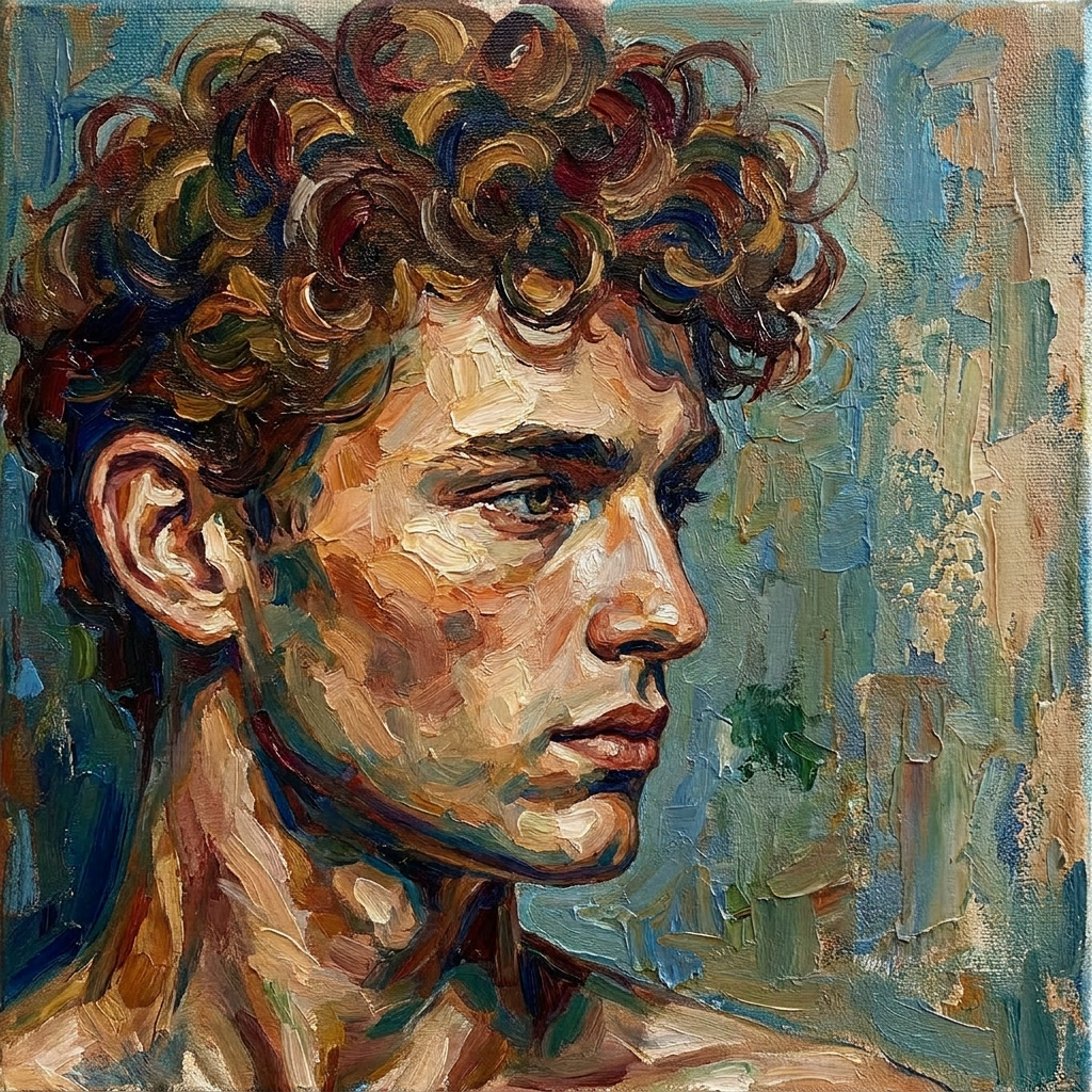 peinture huile sur toile faite sur commande - PORTRAIT JEUNE BOGOSSE