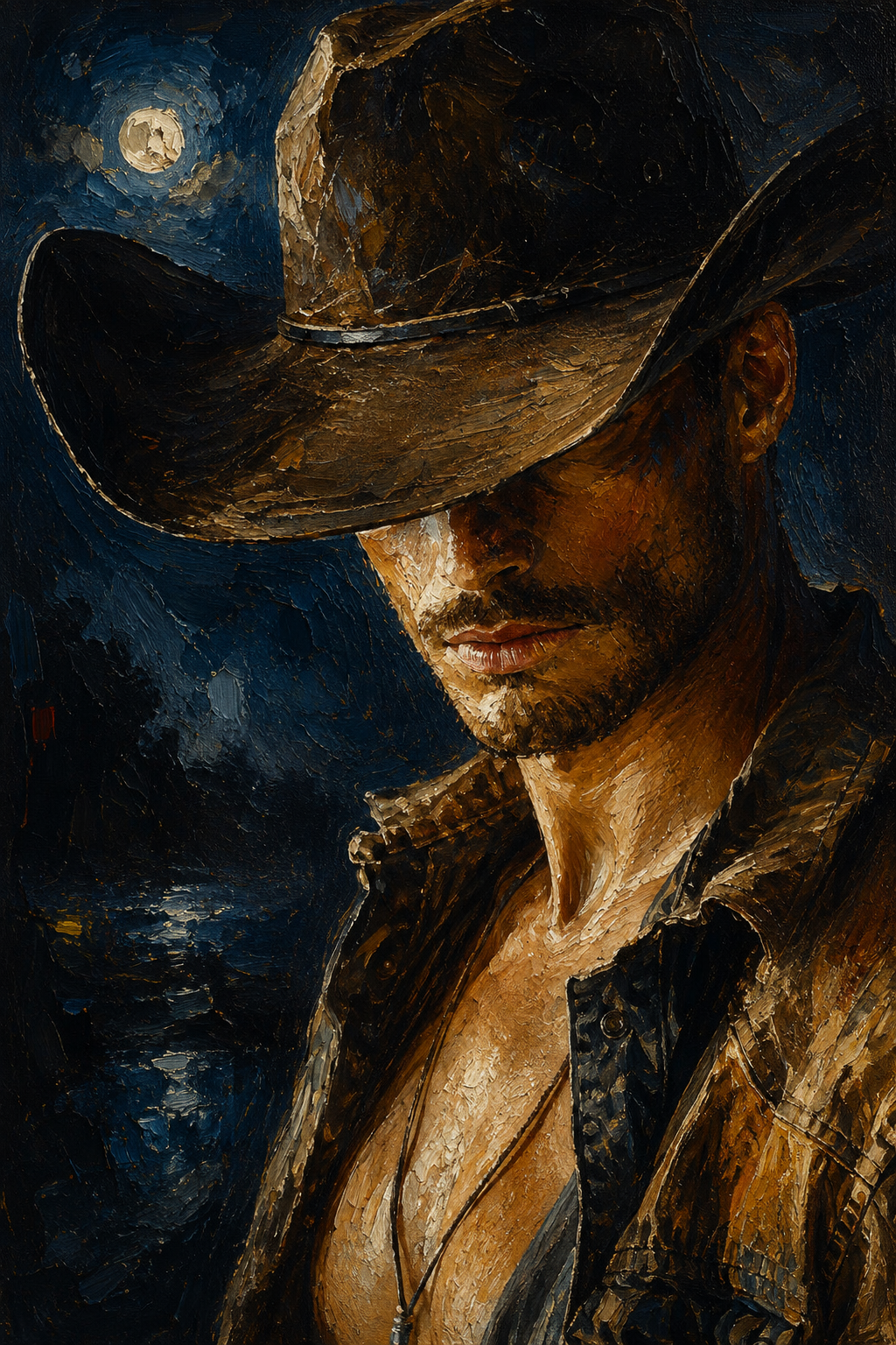 peinture huile sur toile faite sur commande - PORTRAIT BOGOSSE COWBOY