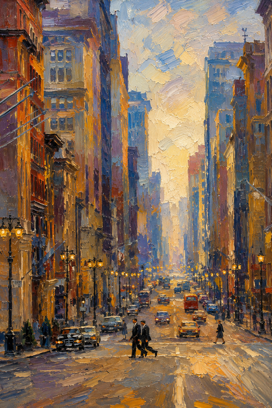 peinture huile sur toile faite sur commande - NEW YORK STREET