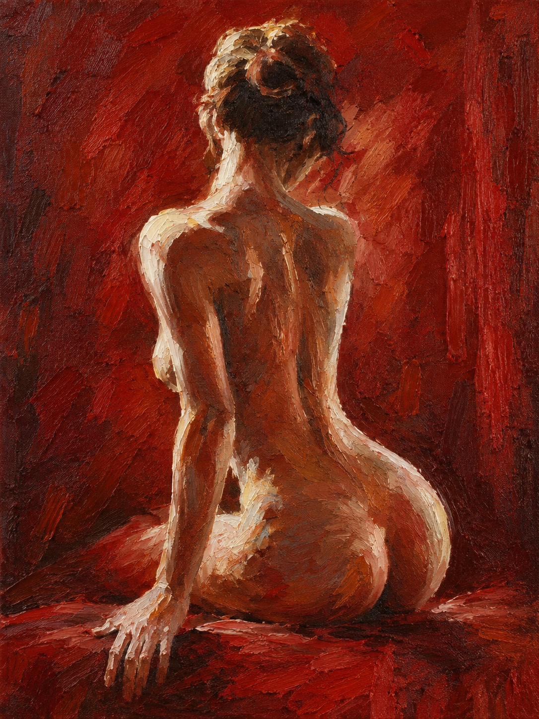 peinture huile sur toile faite SUR COMMANDE - PORTRAIT FEMME NUE AUTRE TEMPS