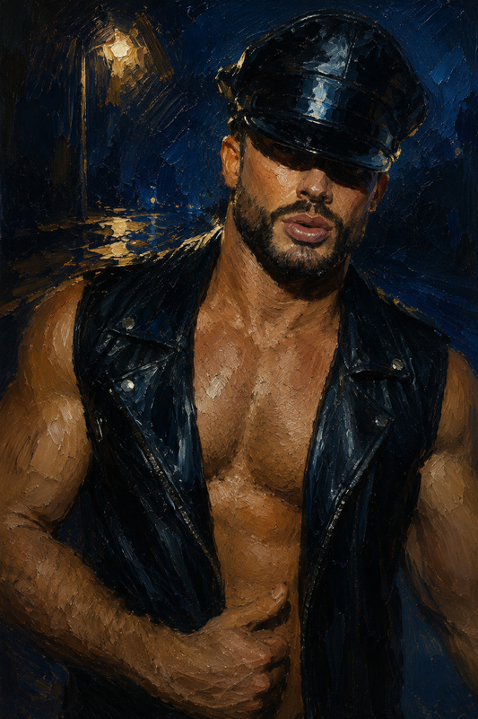peinture huile sur toile faite sur commande - HOMME CUIR