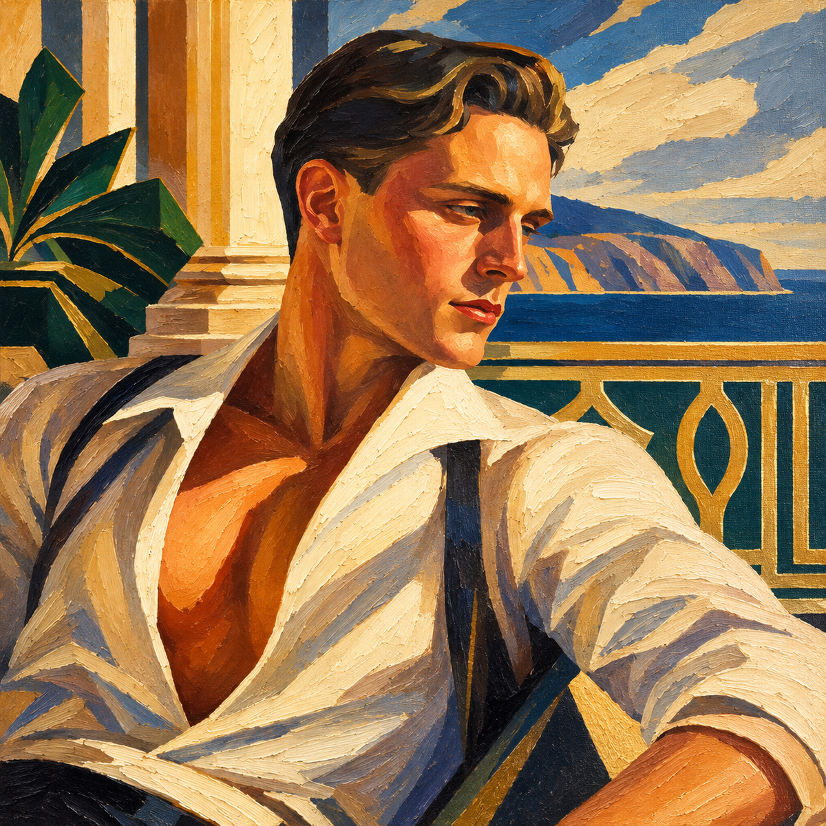 peinture huile sur toile faite sur commande - PORTRAIT BOGOSSE INCONNU ARTDECO