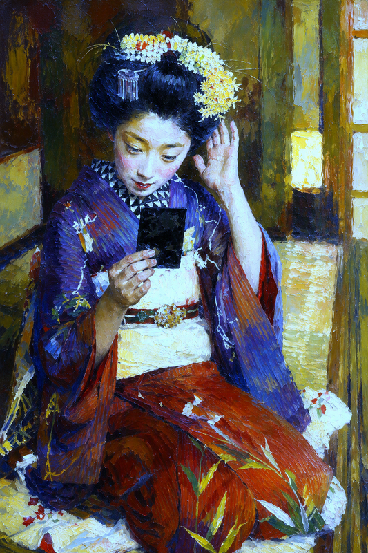 peinture huile sur toile faite sur commande - GEISHA