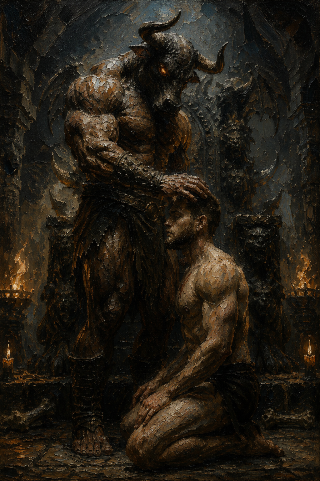peinture huile sur toile faite sur commande - PORTRAIT MINOTAUR