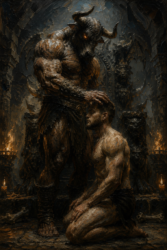 peinture huile sur toile faite sur commande - PORTRAIT MINOTAUR